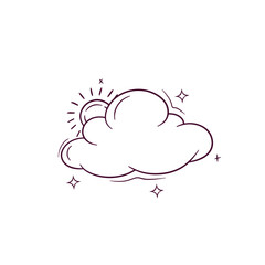Hand Drawn Sunny Cloud. Doodle Vector Sketch Illustration