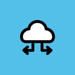 Flat rounded icon of cloud network 