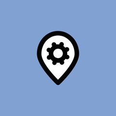 Dollar and pin, flat icon of bank location 