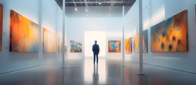 man in an art museum