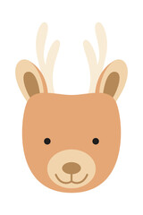 Obraz premium Cute woodland animals heads isolated on white. Forest critters graphic. Cartoon character faces vector illustrations.
