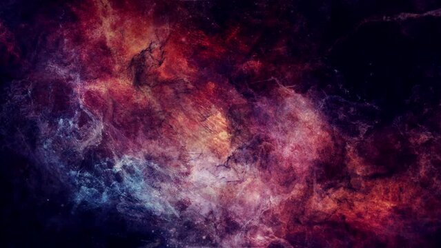 Nebula Clouds Background Loop. Passing nebula orange clouds on background seamless loop.
