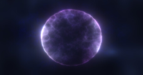 Abstract purple energy sphere round glowing magical digital futuristic space background