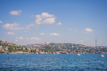 Naklejka premium Camlica Tower TV Tower in the historical city of Istanbul, TURKEY