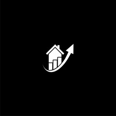 House price or value increase icon isolated on dark background