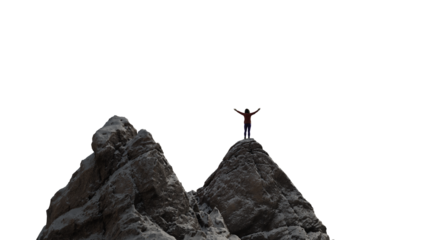 Woman on top of a Rocky Mountain Peak. Adventure PNG Cutout for composites
