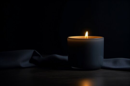 Radiating Single Lit Candle against a Dark Background. Generative AI
