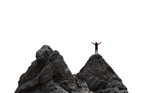 Woman on top of a Rocky Mountain Peak. Adventure PNG Cutout for composites