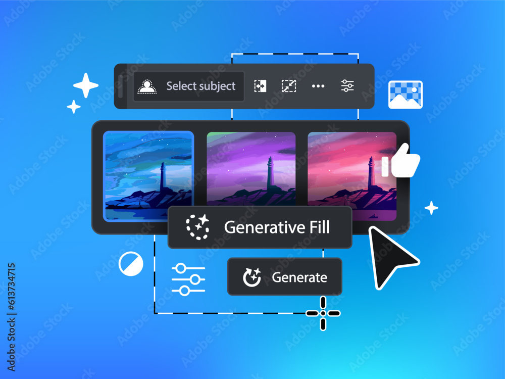 Wall mural interface buttons of generative ai tool. vector illustration.