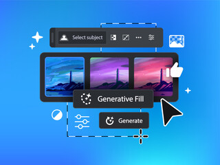 Interface buttons of Generative AI tool. Vector illustration.