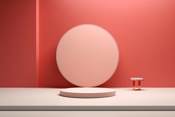 Circular Base and Circle on the Wall in the Room. Generative AI