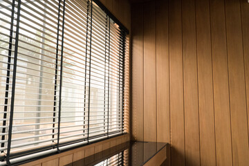 Blinds window decoration interior of room,Venetian blind or sun blind. - Powered by Adobe