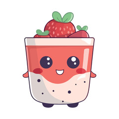 Juicy strawberry mascot cheerful freshness