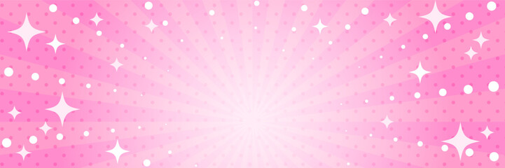 キラキラ輝くポップでかわいい集中線の背景（ピンク）
