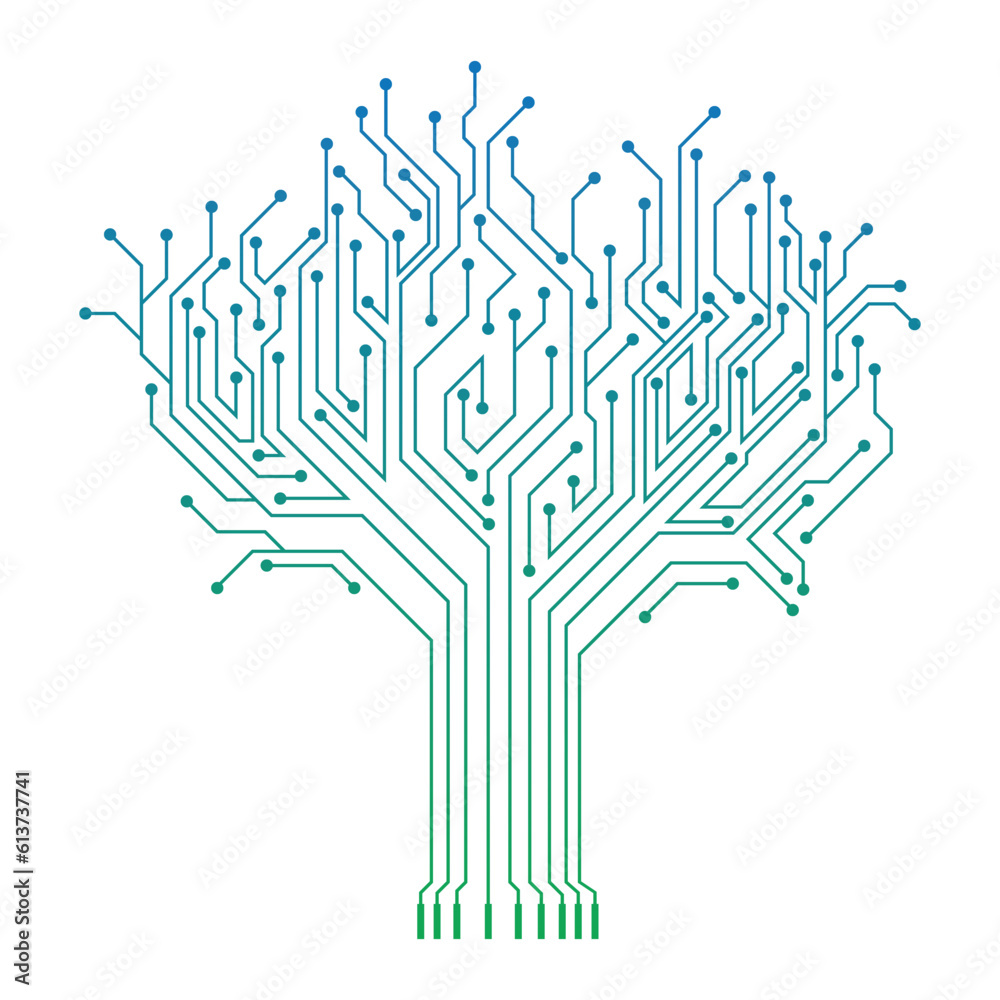 Wall mural circuit technology tree vector logo icon.