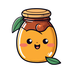 Fresh fruit and honey in cute jar
