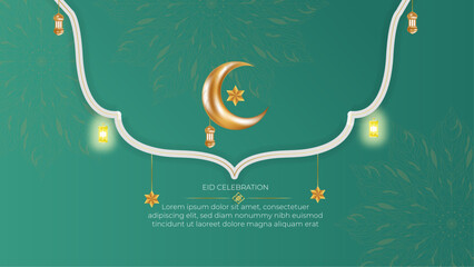 Vector arabic islamic elegant white and golden luxury colorful background with decorative islamic arch
