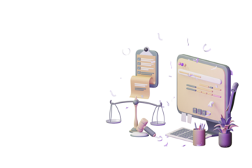 3D workflow concept of law professional lawyer