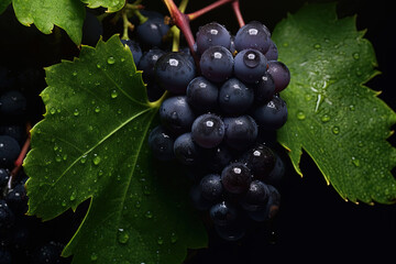 Close up of fresh grapes with water drops