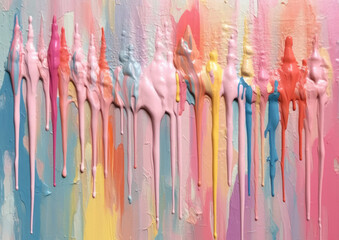 Candy colours dripping on the canvas, bubblegum and pastel colours