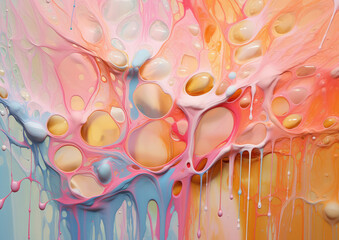 Candy colours dripping on the canvas, bubblegum and pastel colours