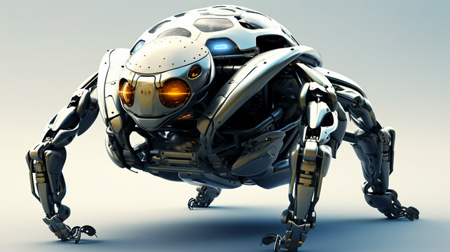 Futuristic metal Turtle Robot with Helmet and Shield like robotic Transportation in Army 