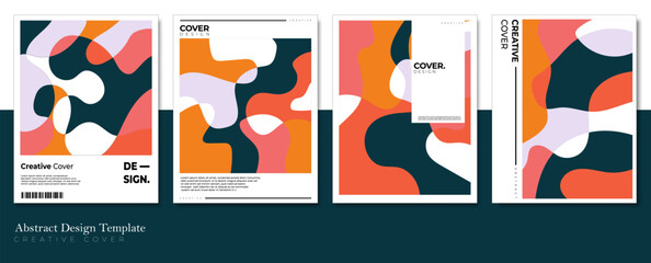Modern abstract covers set. Cool gradient shapes composition, vector covers design. wave retro colorful pattern
