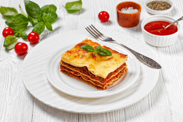 lasagne al forno, italian beef lasagna, top view