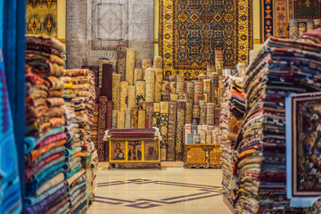 Fototapeta premium Turkish carpet market. Turkish carpets for sale