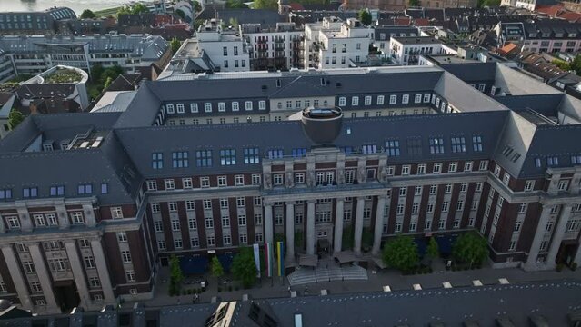 Drone shot of The Wellem - The Unbound Collection by Hyatt , D&uuml;sseldorf , Germany . A Luxury boutique hotel in Andreas Quartier D&uuml;sseldorf