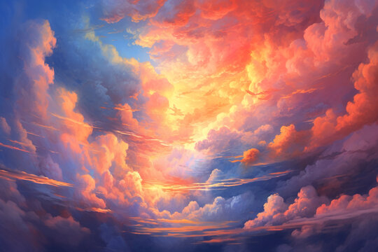 Oil painting, Clouds background