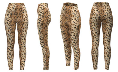 Yoga Pants. Leggings mockup. Women leggins template. Leopard print Sport Yoga pants