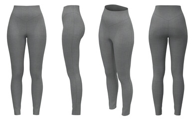 Yoga Pants. Leggings mockup. Women leggins template. Grey Sport Yoga pants