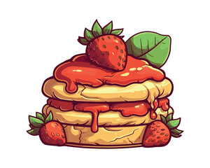 Fresh berry dessert with pancakes
