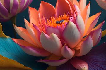 The delicate and vibrant petals of a blooming pink water lily /lotus