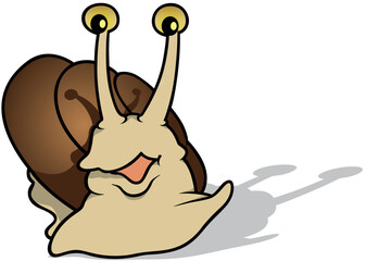Front View of Funny Smiling Snail
