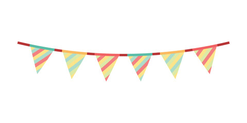 Fototapeta premium Carnival garland with flags. Decorative colorful party pennants for birthday celebration. Bunting and garland set. Colorful festive flags. Elements for celebrating, party or festival design.