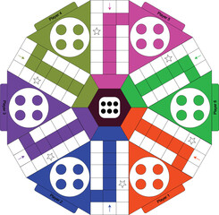 6 player multi player ludo board game for kids vector printable  © Paras