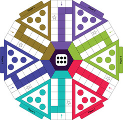 6 player multi player ludo board game for kids vector printable  © Paras