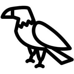 鳥、タカ、ワシを表すラインスタイルのアイコン