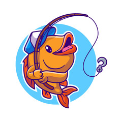 Cute Fish Fishing Cartoon Vector Icon Illustration.Animal Sport
Icon Concept Isolated Premium Vector. Flat Cartoon Style