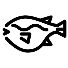 魚、フグを表すラインスタイルのアイコン