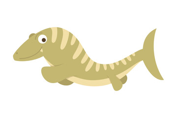 Dinosaur Cartoon Illustration Isolated In White Background. Adorable comic dinosaurs character. Cute baby dinosaur. Prehistoric cartoon animals of Jurassic era.