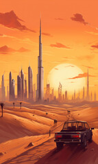 Obraz na płótnie Canvas Capturing the Magical Dubai Sunset - Immerse yourself in the awe-inspiring beauty of a Dubai sunset with this captivating image
