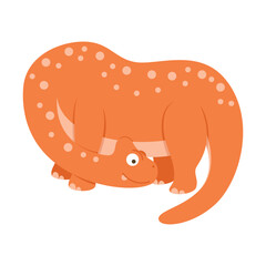 Dinosaur Cartoon Illustration Isolated In White Background. Adorable comic dinosaurs character. Cute baby dinosaur. Prehistoric cartoon animals of Jurassic era.