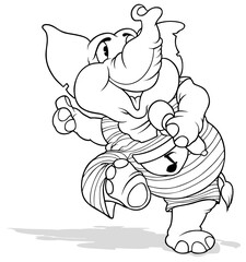 Drawing of a Singing Elephant with a Microphone