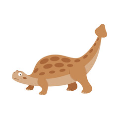 Dinosaur Cartoon Illustration Isolated In White Background. Adorable comic dinosaurs character. Cute baby dinosaur. Prehistoric cartoon animals of Jurassic era.