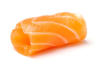 Salmon slices isolated white background.