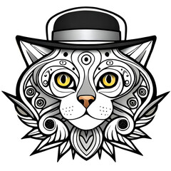 Mandala designs of breeds of cats, Simple Line art, fine line art of cats  