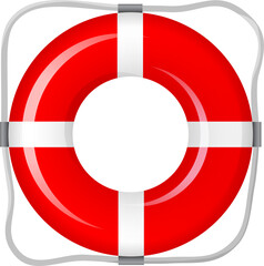 Life buoy for rescuers. Swimming 3d ring for summer party. Inflatable realistic rubber toy. Top view swimming circle for ocean, sea, pool. Lifebyou swimming ring. Summer vacation or trip safety